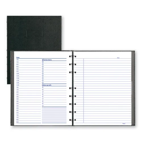 NotePro Undated Daily Planner, 9.25 x 7.25, Black Cover, Undated Questions & Answers