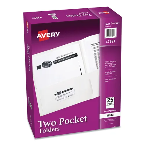 Two-Pocket Folder, 40-Sheet Capacity, 11 x 8.5, White, 25/Box Questions & Answers