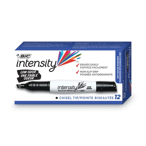 Intensity Low Odor Chisel Tip Dry Erase Marker, Broad Chisel Tip, Black, Dozen Questions & Answers