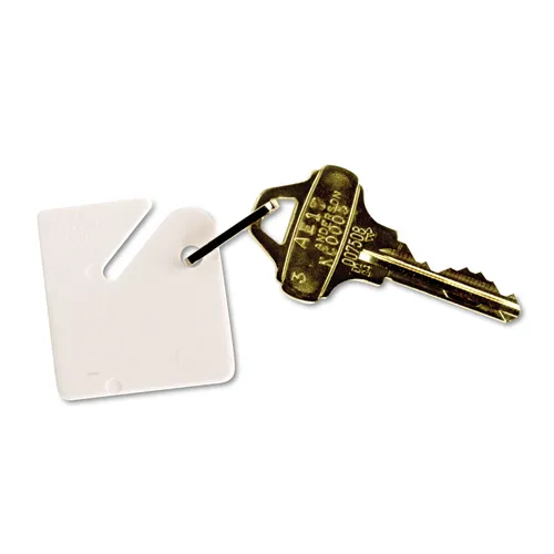 Numbered Slotted Rack Key Tags, Plastic, 1 1/2 x 1 1/2, White, 20/Pack Questions & Answers