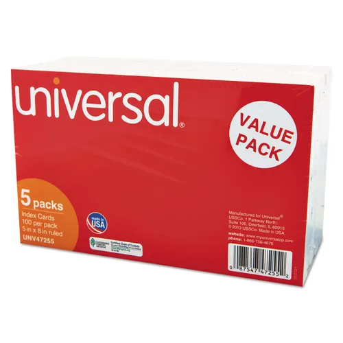 Are the UNV47255 Ruled Index Cards, 5 x 8, White, 500/Pack ruled on both sides?