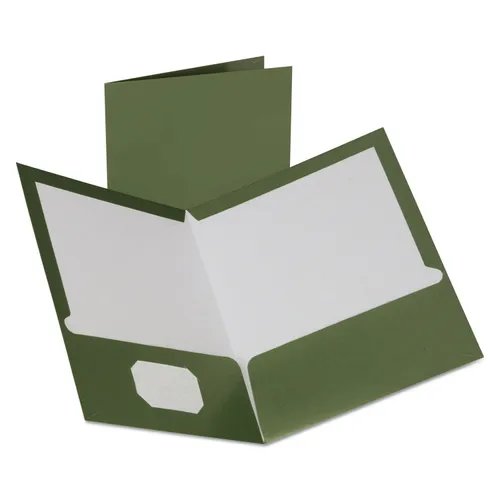 Two-Pocket Laminated Folder, 100-Sheet Capacity, 11 x 8.5, Metallic Green, 25/Box Questions & Answers