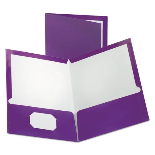 Two-Pocket Laminated Folder, 100-Sheet Capacity, 11 x 8.5, Metallic Purple, 25/Box Questions & Answers