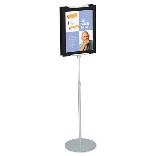 Adjustable Sign Stand, Metal, Stands 44" - 73" High, Silver Questions & Answers