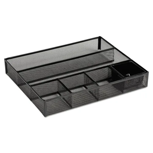 Metal Mesh Deep Desk Drawer Organizer, Six Compartments, 15.25 x 11.88 x 2.5, Black Questions & Answers