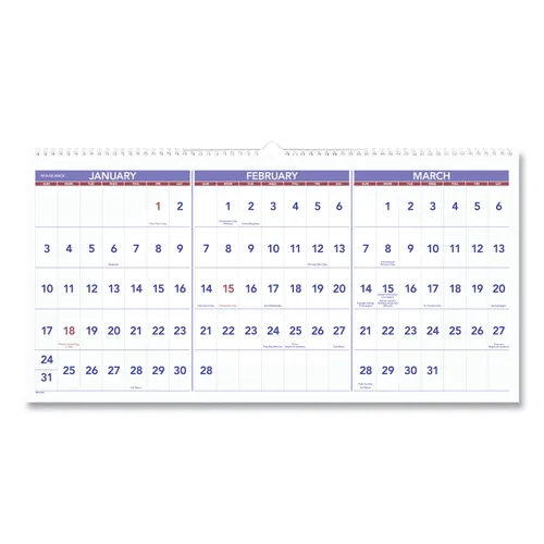 Deluxe Three-Month Reference Wall Calendar, Horizontal Orientation, 24 x 12, White Sheets, 15-Month: Dec 2024 to Feb 2026 Questions & Answers