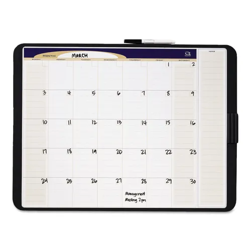 Tack and Write Monthly Calendar Board, 23 x 17, White Surface, Black Frame Questions & Answers