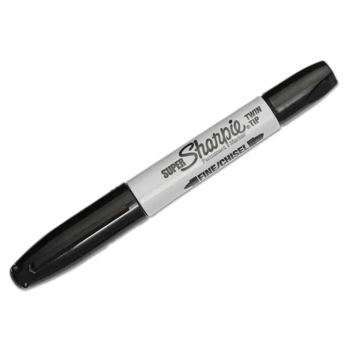 Super Twin-Tip Permanent Marker, Medium/Broad Bullet/Chisel Tips, Black Questions & Answers