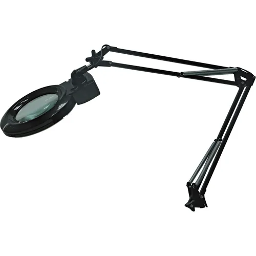 LED Magnifying Lamp, 35" Height, 3.5" Width, 9.40 W LED Bulb, Glass, Metal, Black Questions & Answers