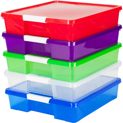 Stackable Craft Box, 3" Height x 14" Width14" Length, Stackable, Assorted Bright, 5 / Carton Questions & Answers