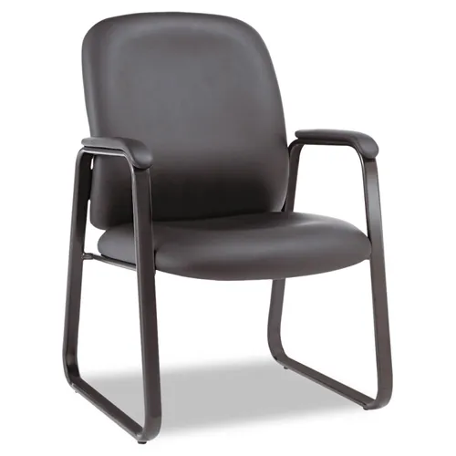 Alera Genaro Bonded Leather High-Back Guest Chair, 24.60" x 24.80" x 36.61", Black Seat, Black Back, Black Base Questions & Answers