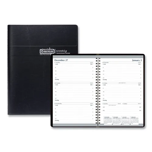 Recycled Weekly Appointment Book, 8 x 5, Black Cover, 12-Month (Jan to Dec): 2025 Questions & Answers