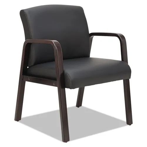 Alera Reception Lounge WL Series Guest Chair, 24.21" x 24.8" x 32.67", Black Seat, Black Back, Espresso Base Questions & Answers