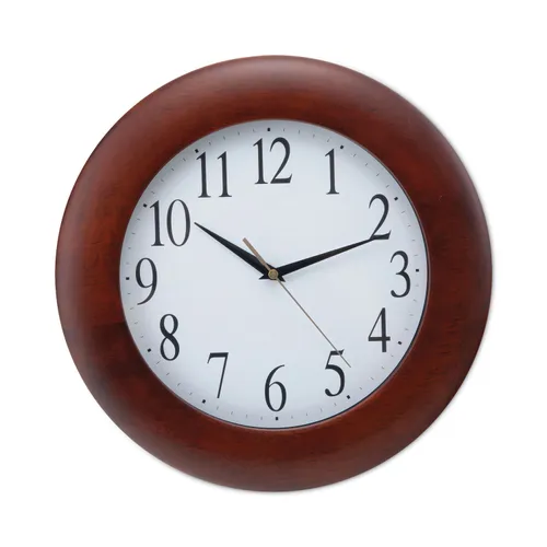 Round Wood Wall Clock, 12.75" Overall Diameter, Cherry Case, 1 AA (sold separately) Questions & Answers