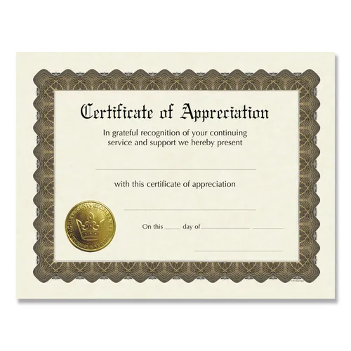 Ready-to-Use Certificates, Appreciation, 11 x 8.5, Ivory/Brown/Gold Colors with Brown Border, 6/Pack Questions & Answers