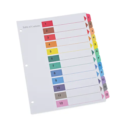 Deluxe Table of Contents Dividers for Printers, 12-Tab, 1 to 12; Table Of Contents, 11 x 8.5, White, 6 Sets Questions & Answers