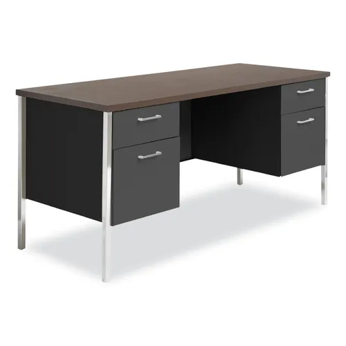 Double Pedestal Steel Credenza, 60w x 24d x 29.5h, Mocha/Black Questions & Answers