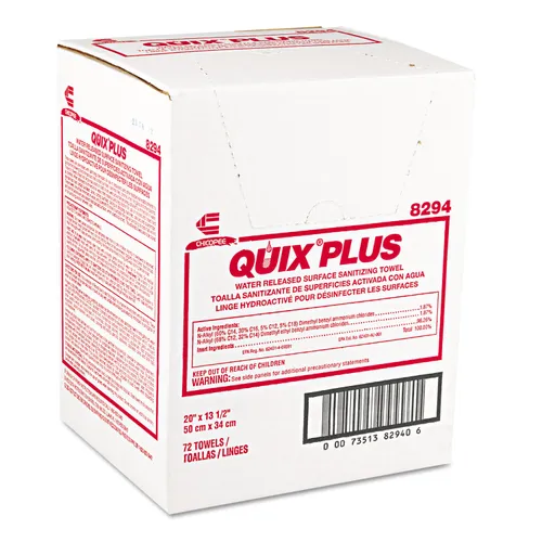 Quix Plus Cleaning and Sanitizing Towels, 13.5 x 20, Pink, 72/Carton Questions & Answers