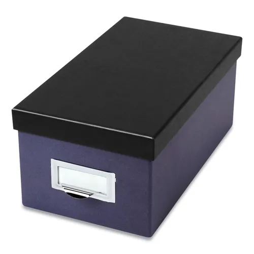 Index Card Storage Box, Holds 1,000 4 x 6 Cards, 6.5 x 11.5 x 5, Pressboard, Indigo/Black Questions & Answers