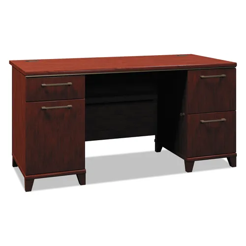 Enterprise Collection Double Pedestal Desk, 60" x 28.63" x 29.75", Harvest Cherry, (Box 2 of 2) Questions & Answers