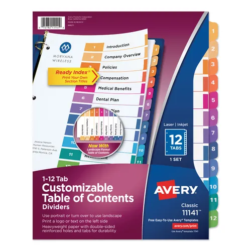 Customizable TOC Ready Index Multicolor Tab Dividers, 12-Tab, 1 to 12, 11 x 8.5, White, Traditional Color Tabs, 1 Set Questions & Answers