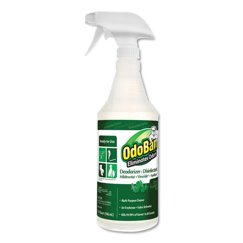 RTU Odor Eliminator and Disinfectant, Eucalyptus Scent, 32 oz Spray Bottle Questions & Answers