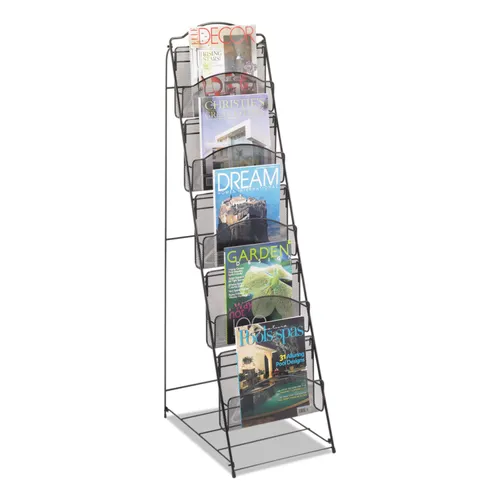 Onyx Magazine Floor Rack, 12.5w x 18.5d x 46h, Black Questions & Answers